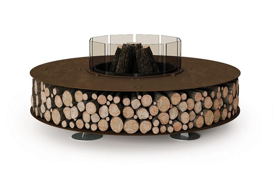 Zero Steel Luxury Outdoor Fire Pit | Finishing: Vintage Brown | Dimensions: Ø 300 cm