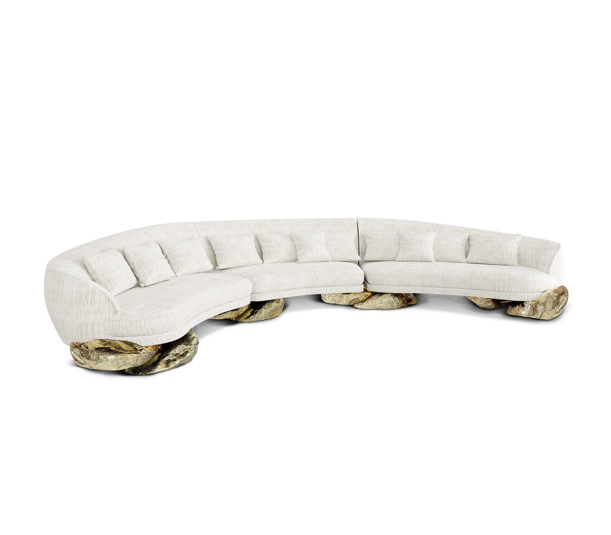 Angora White Curved Sofa