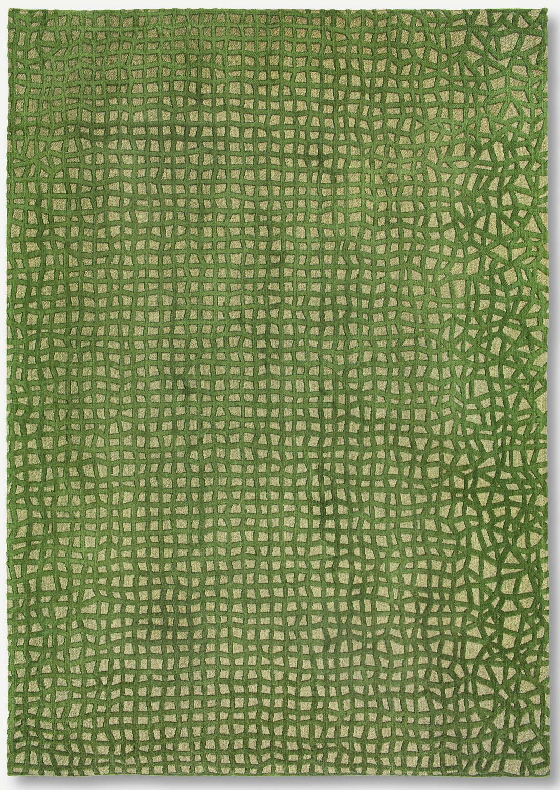 Green Checkered Flatwoven Rug ☞ Size: 6' 7" x 9' 2" (200 x 280 cm)