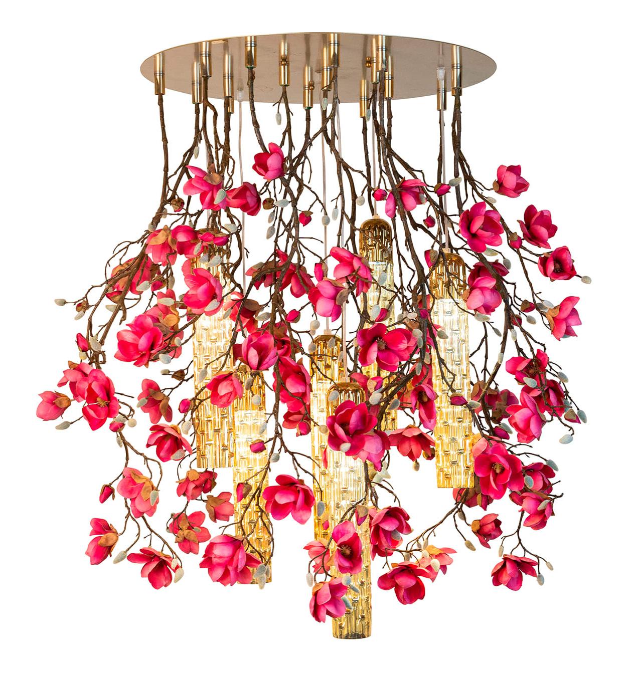 Magnolia Pink Gold Chandelier
