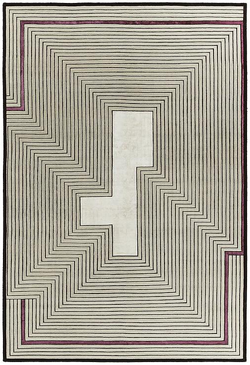 Hand-Knotted Beige Border Wool / Viscose Rug