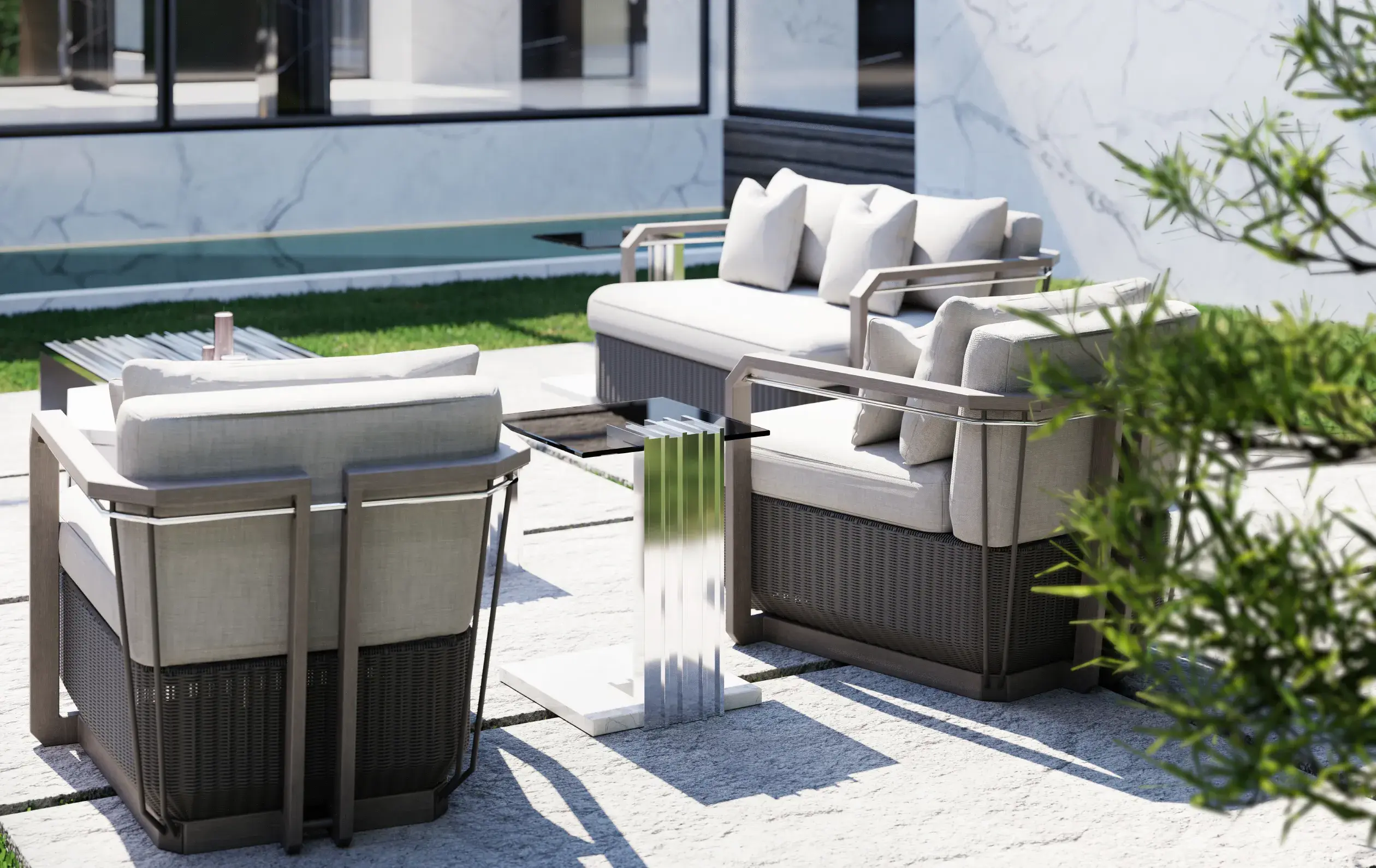 Whirlwind Grey Side Table - 2