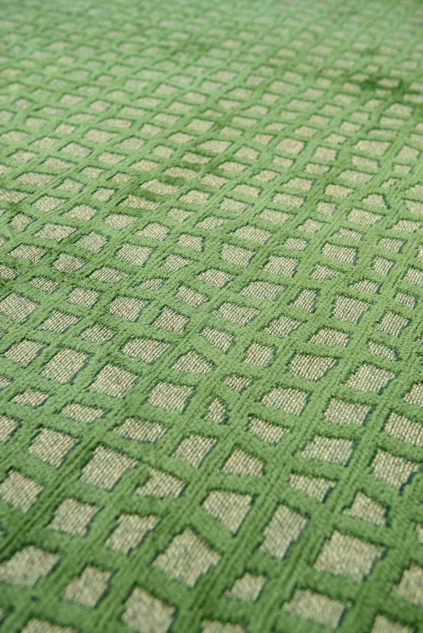 Green Checkered Flatwoven Rug