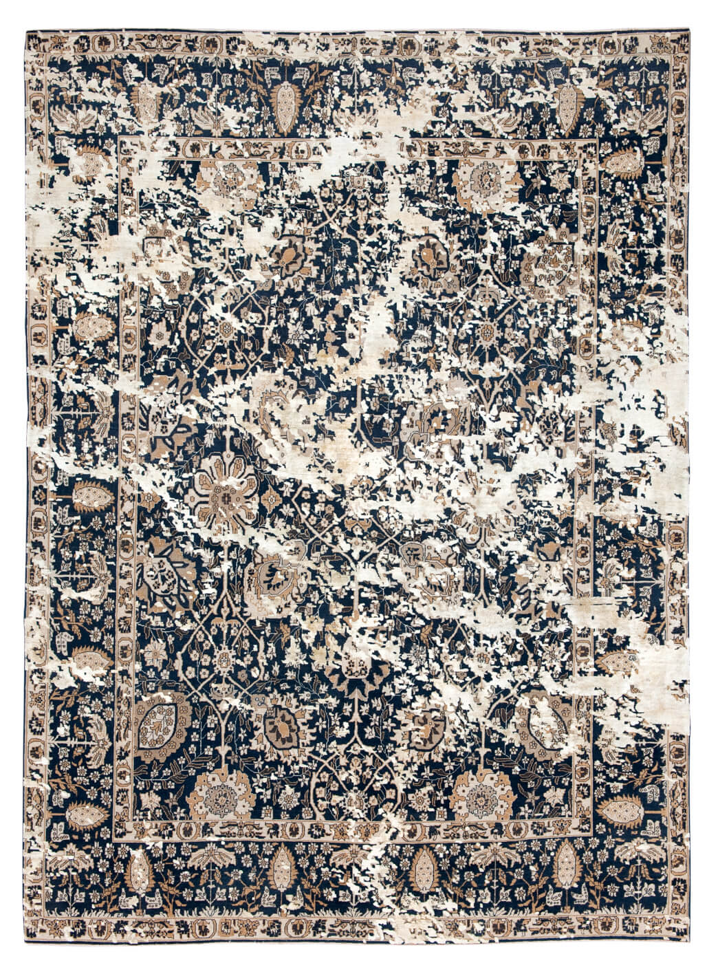 Tabriz Hand-knotted Black / Blue Rug