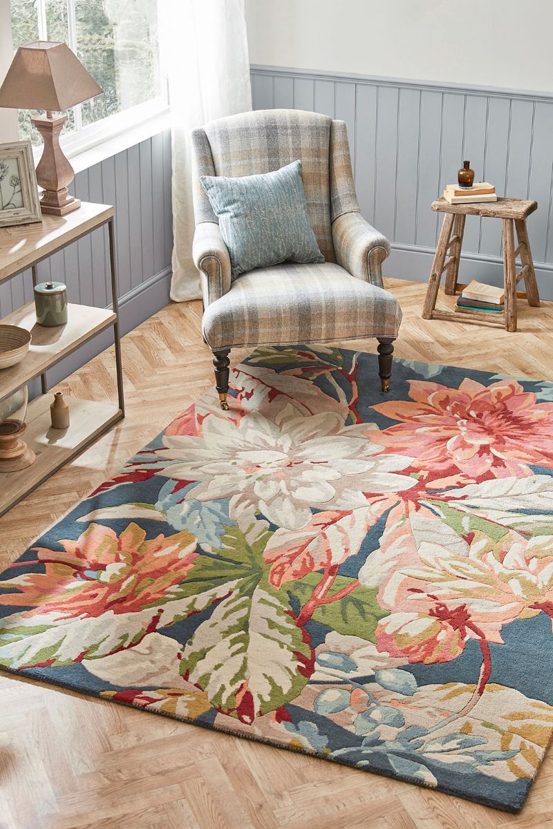 Dahlia And Wild Rose Floral Rug