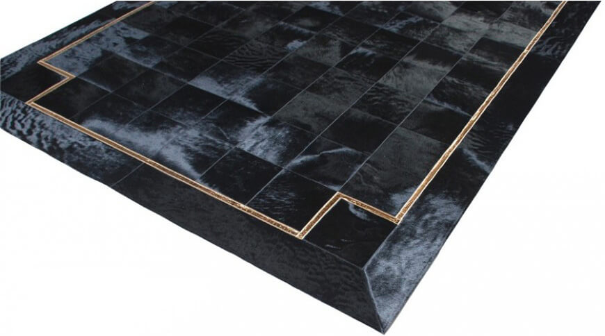 Glafira Cowhide Black/Gold Rug