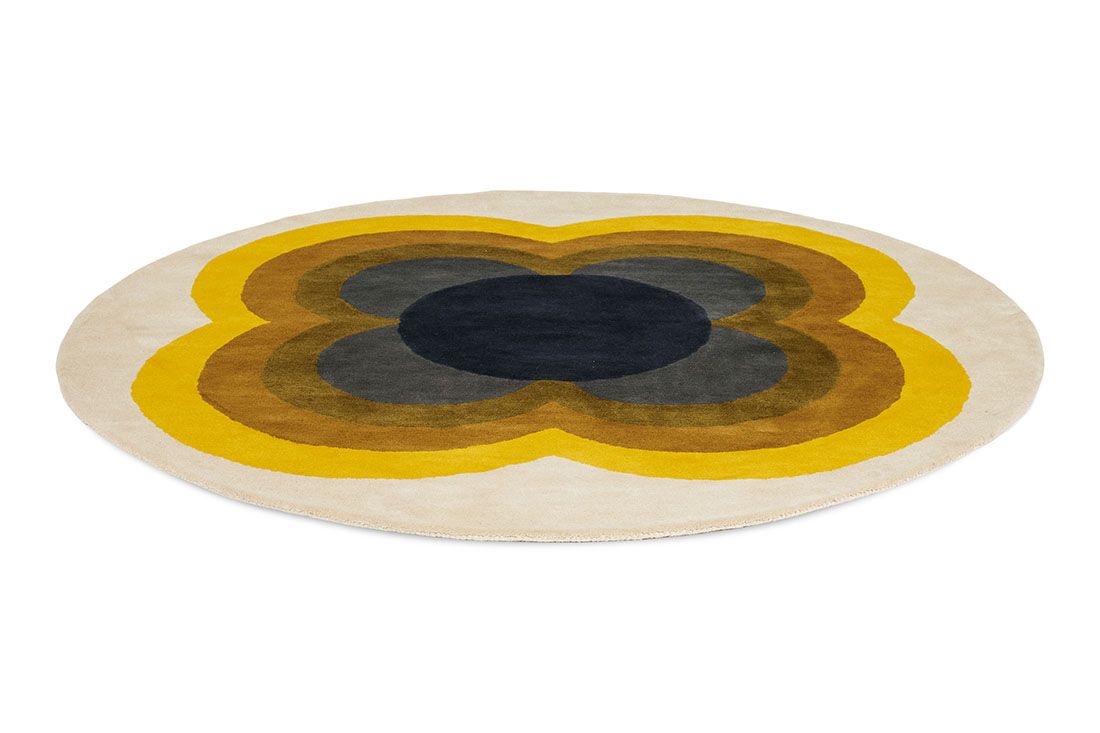 Sunflower Yellow Circle Hand-Tufted Rug