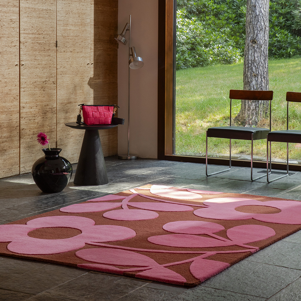 Sprig Pink Designer Wool Rug ☞ Size: 6' 7" x 9' 2" (200 x 280 cm)