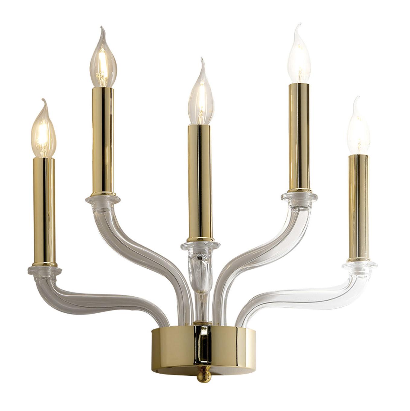 Modern Murano Glass Wall Sconce in Polished Gold