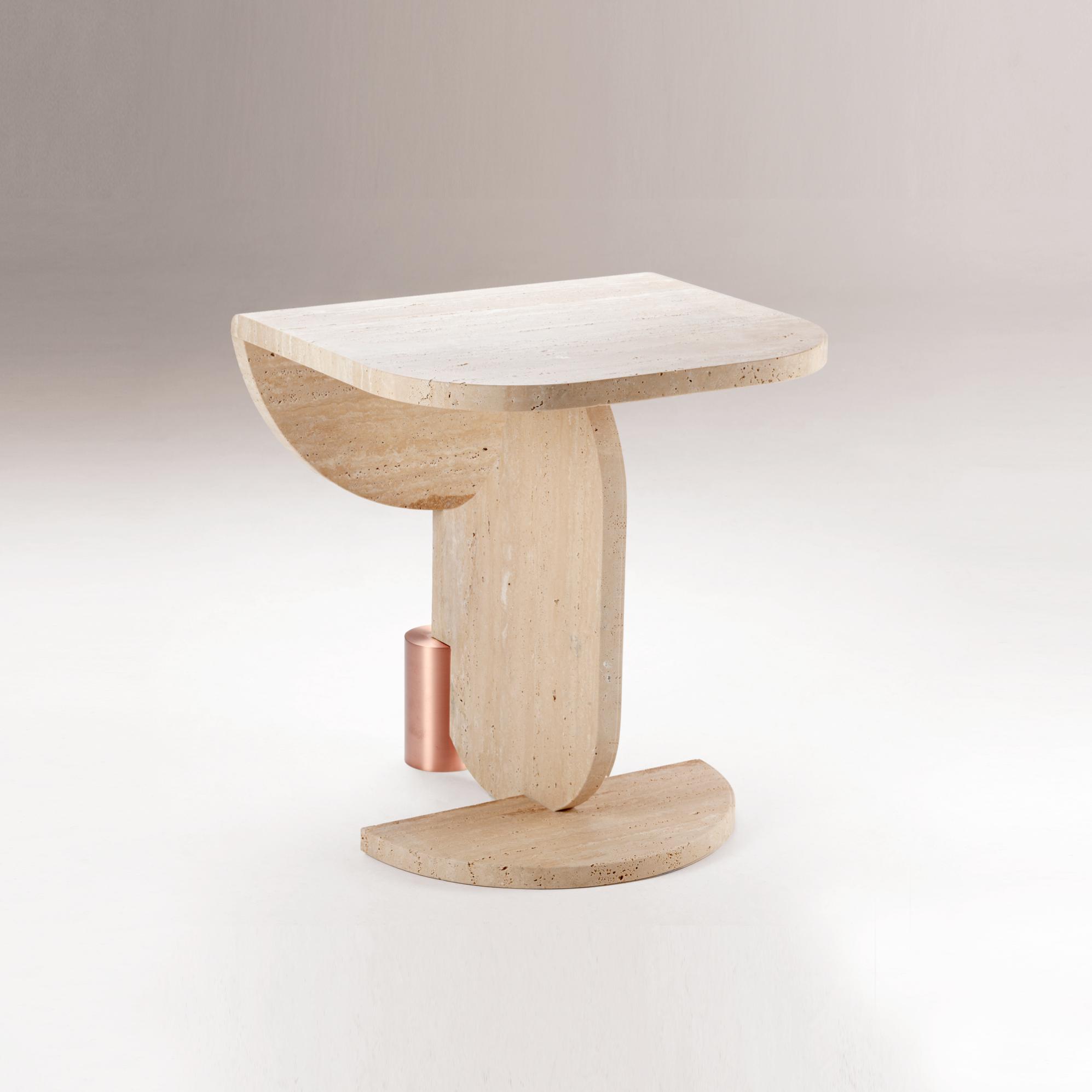 Playing Games Travertine Side Table