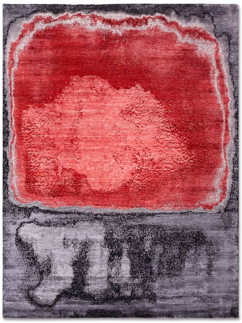 Red Silver Luxury Handmade Rug