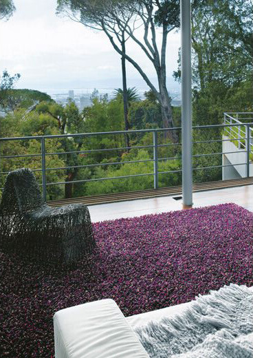Felted Wool Shaggy Purple Rug Rocks 70502 ☞ Size: 140 x 200 cm