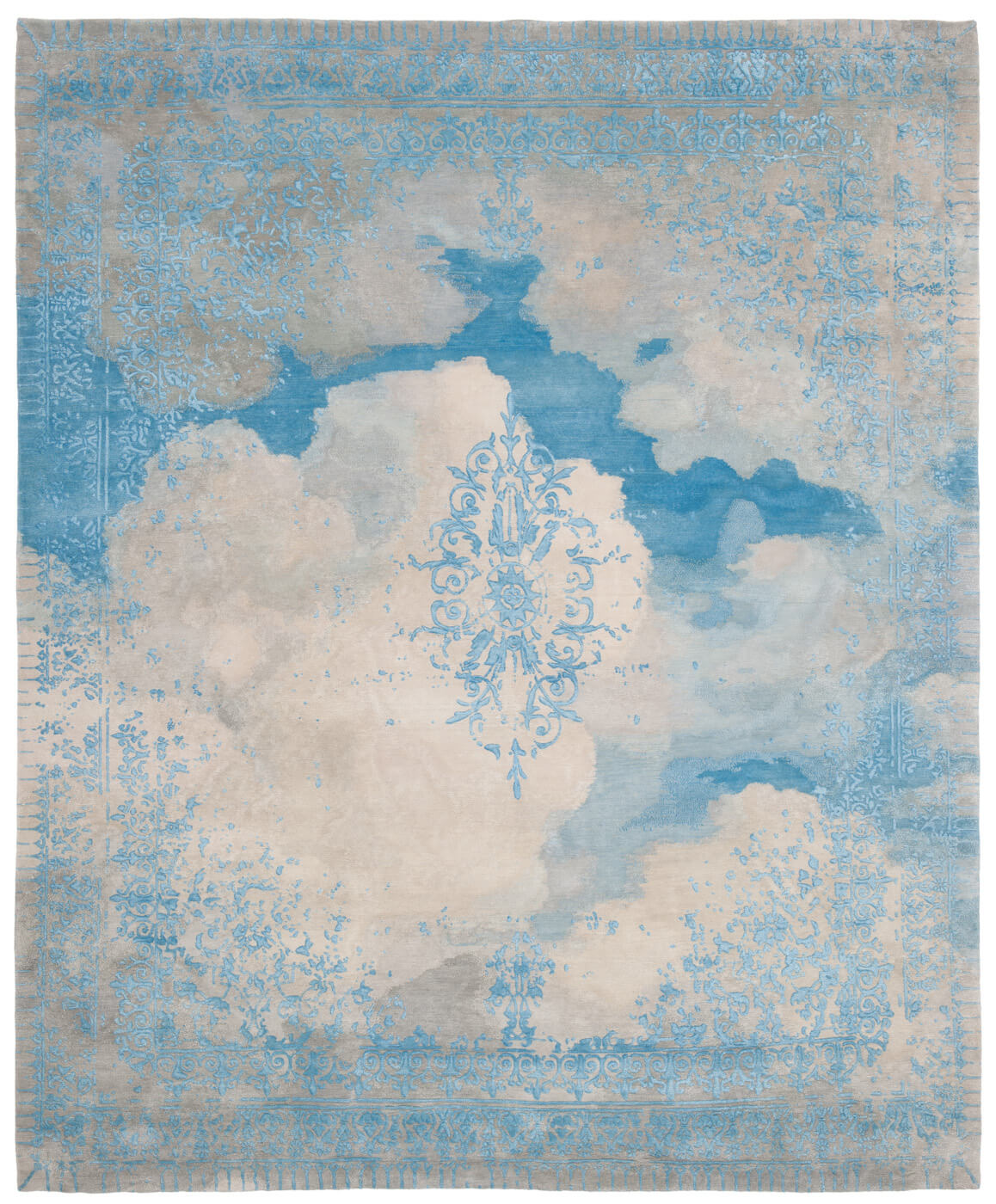 Cloud & Medallion Blue Rug