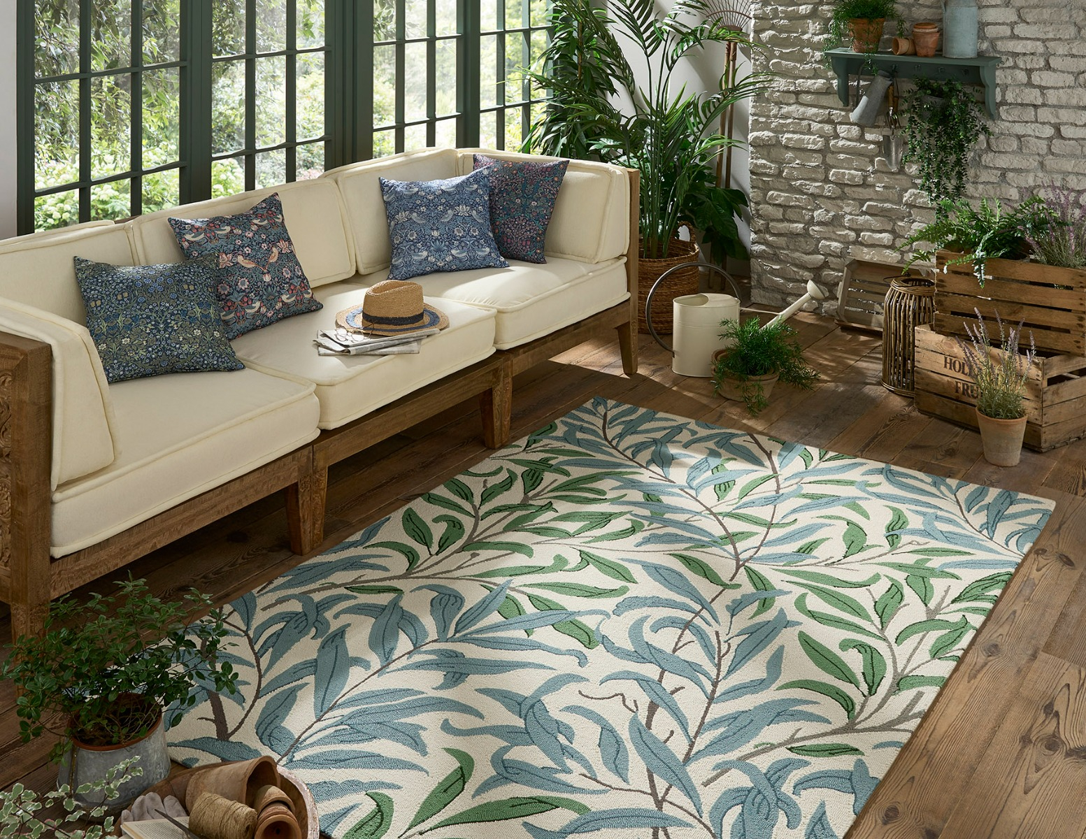 Outdoor Handtufted Green & Blue Rug