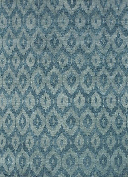 Ikat Hand Woven Wool Blue Rug