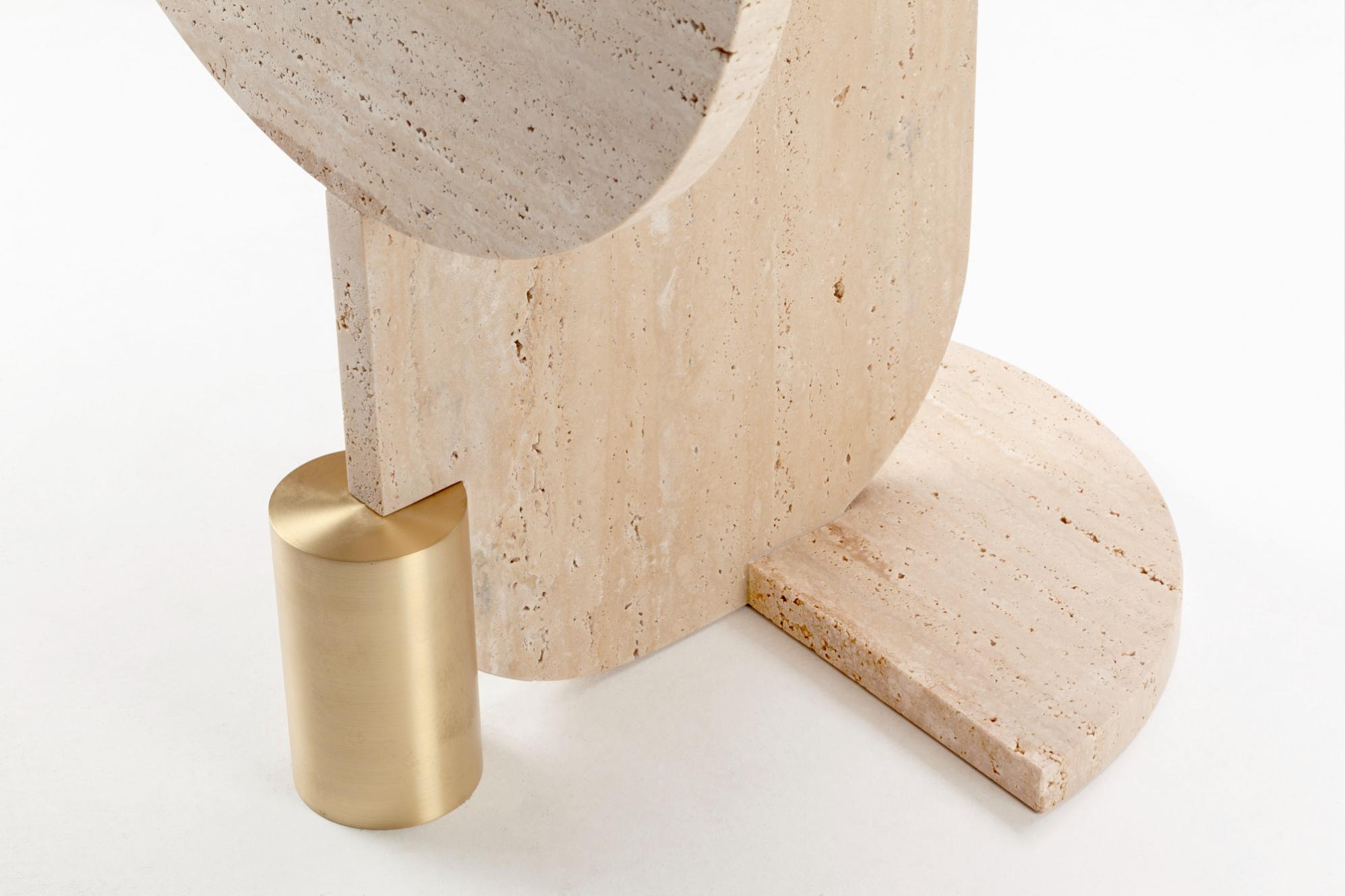Playing Games Travertine Side Table