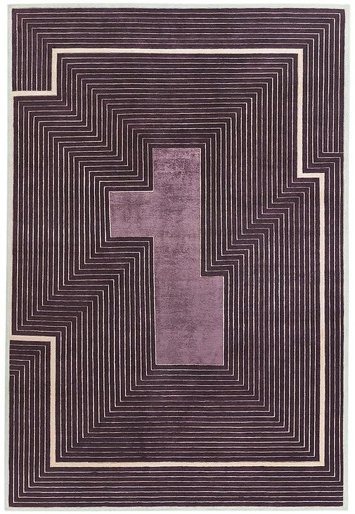 Hand-Knotted Purple Border Wool / Viscose Rug