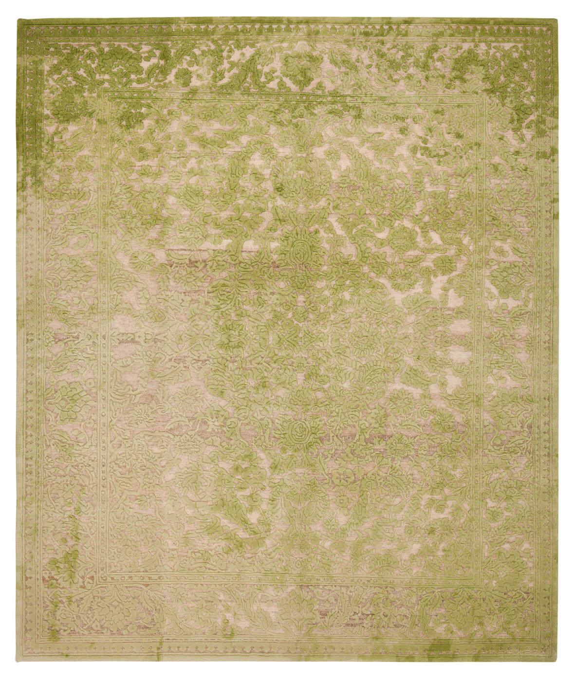 Medallion Hand-Knotted Green Rug