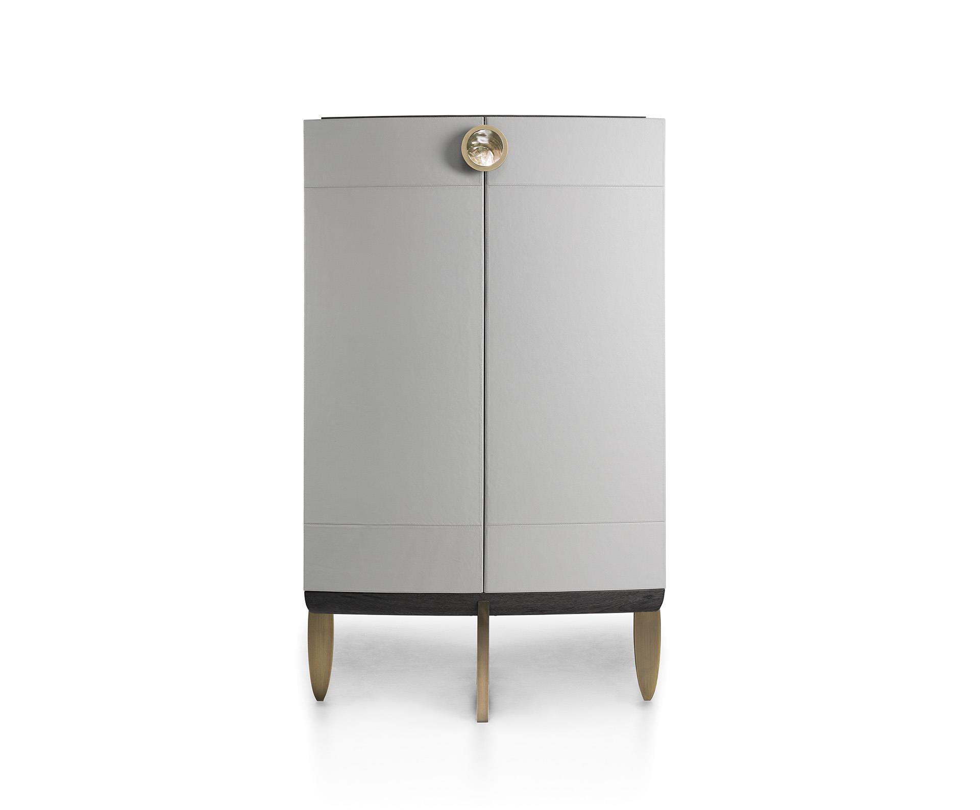 Pearl & Bronze Leather Bar Cabinet