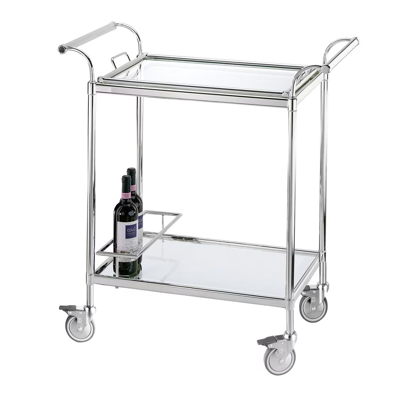 Rectangular Silver-Plated Trolley with Removable Tray