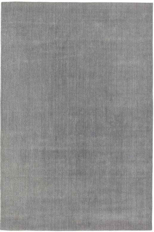 Plain Hand Woven Wool Grey Rug ☞ Size: 5' 3" x 7' 7" (160 x 230 cm)