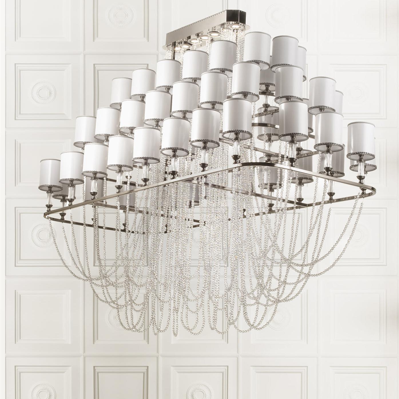 Rectangular Chandelier with Asfour Crystals
