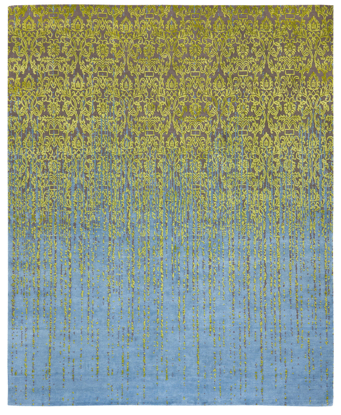 Roma Luxury Green; Blue Hand-knotted Rug