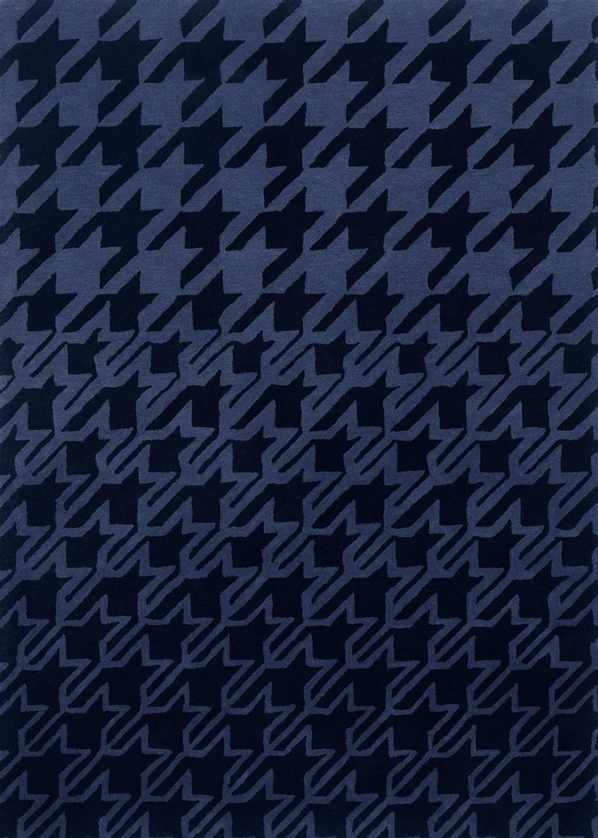 Houndstooth Dark Blue Designer Rug ☞ Size: 8' 2" x 11' 6" (250 x 350 cm)
