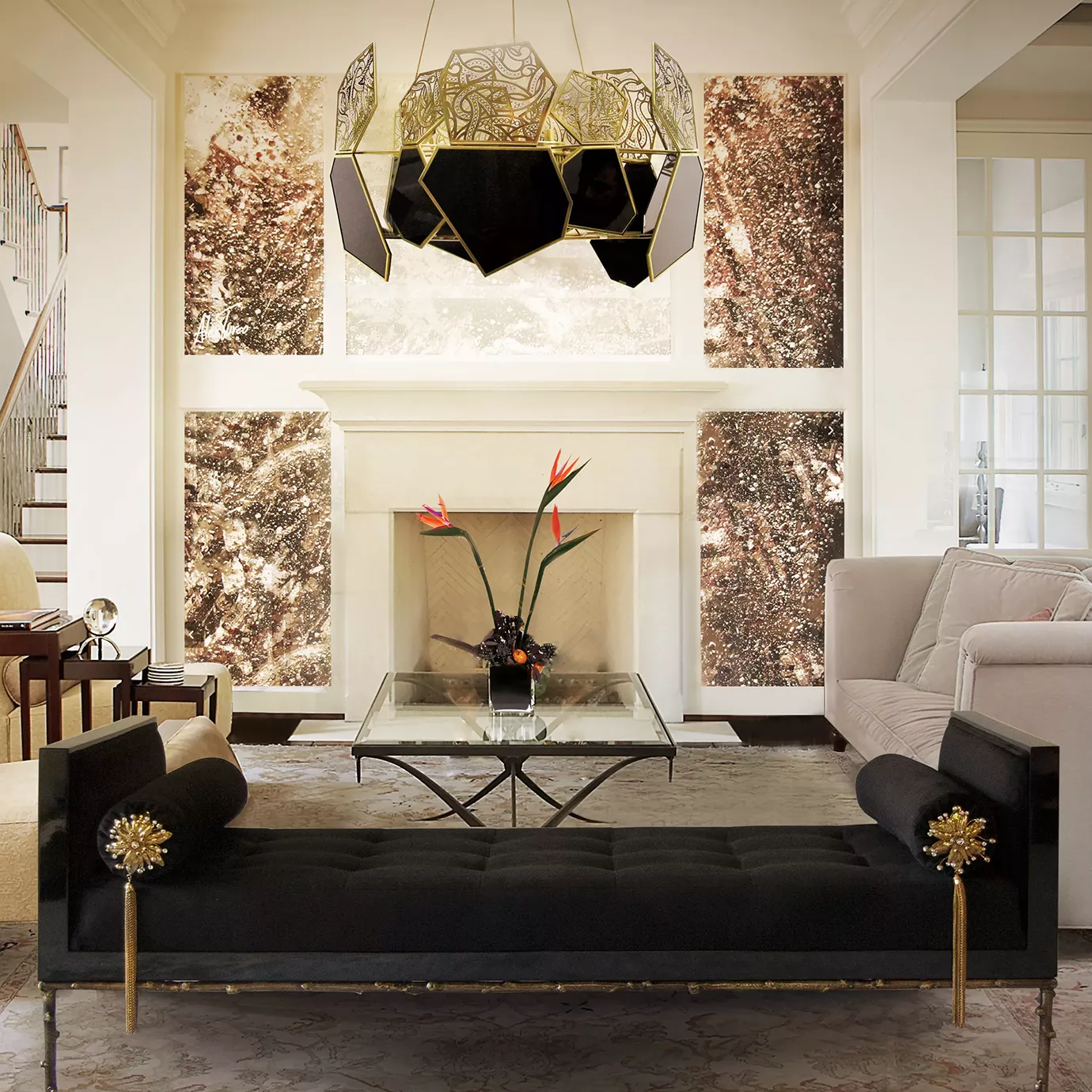 Hypnotique Bronze Glass Chandelier