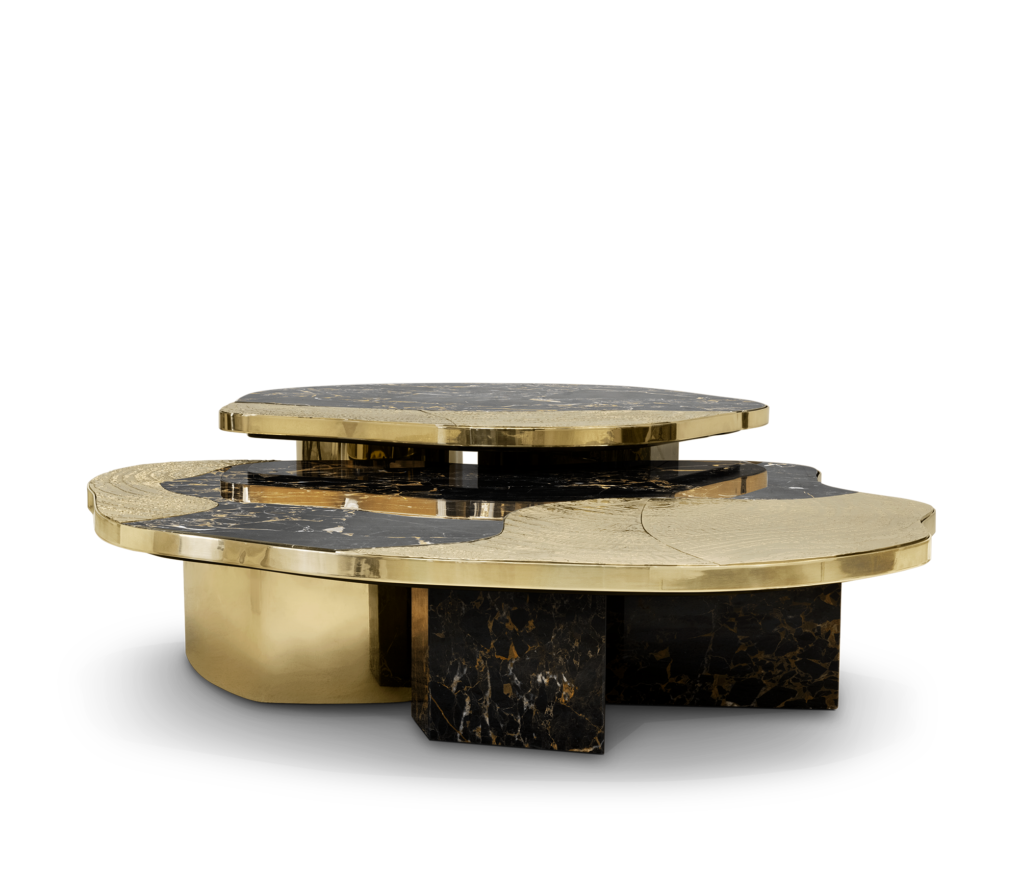 Athena Portoro Marble & Gold Table Set