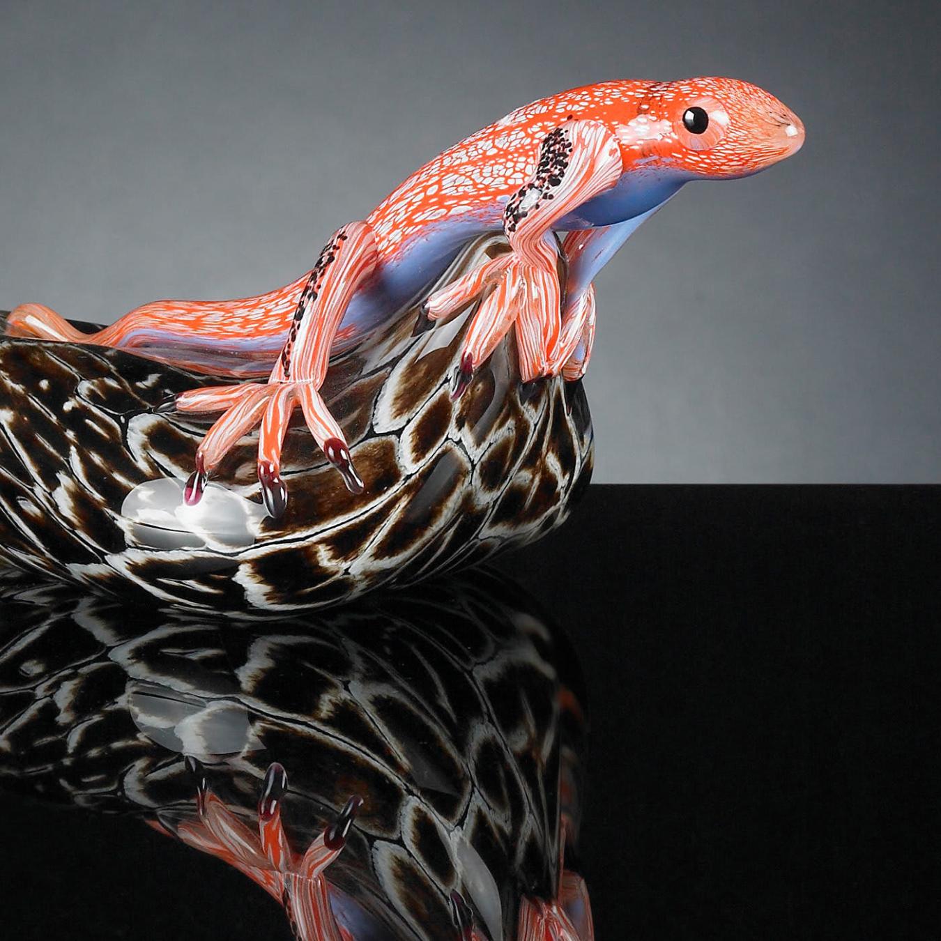 Lizard on Dark Stone Figurine