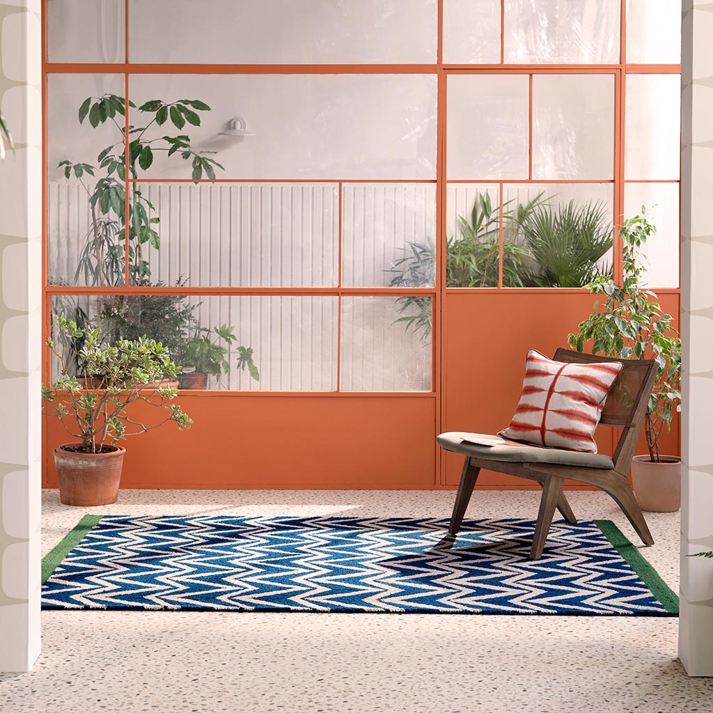 Blue Flat Weave Outdoor Rug