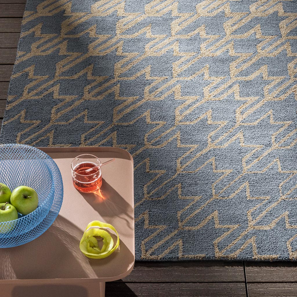 Houndstooth Blue Outdoor Rug