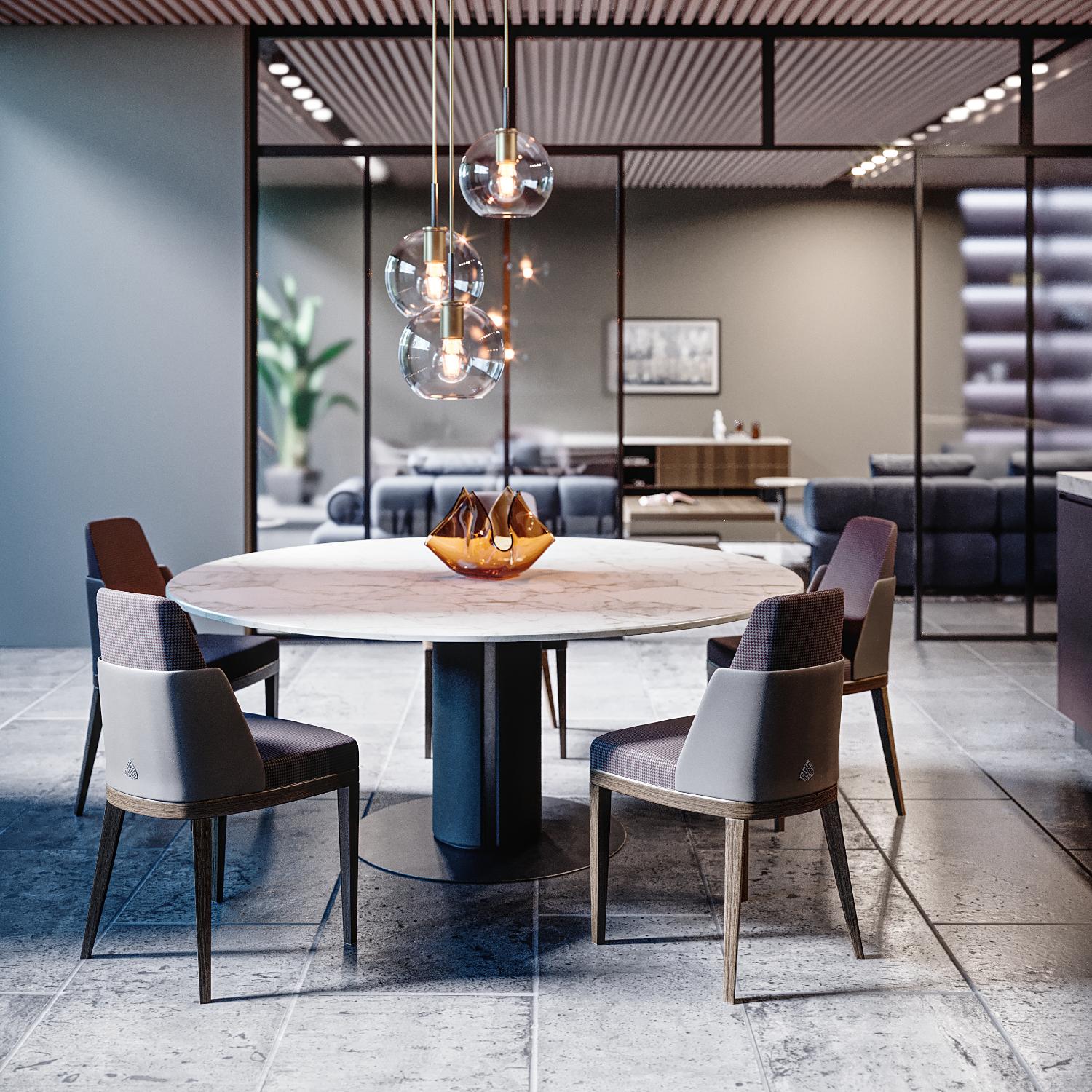 Edward Round Marble Pedestal Dining Table