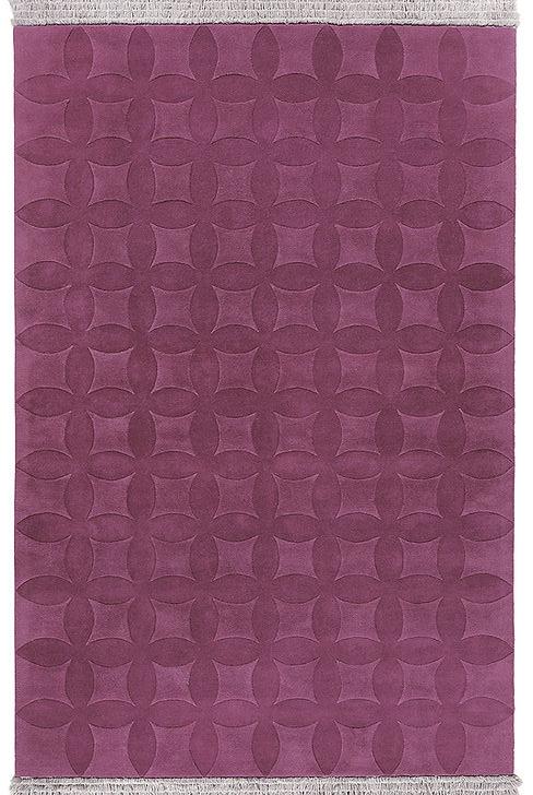 Wool Embossed Aubergine Handmade Rug