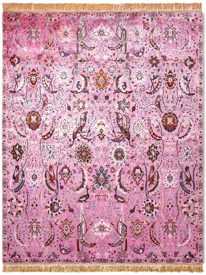 Kerman Pink Hand-Woven Rug ☞ Size: 122 x 183 cm