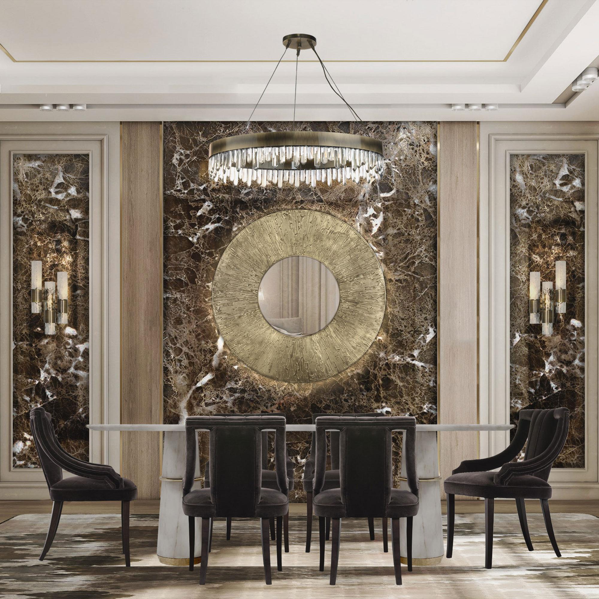 Round Brass Accent Mirror