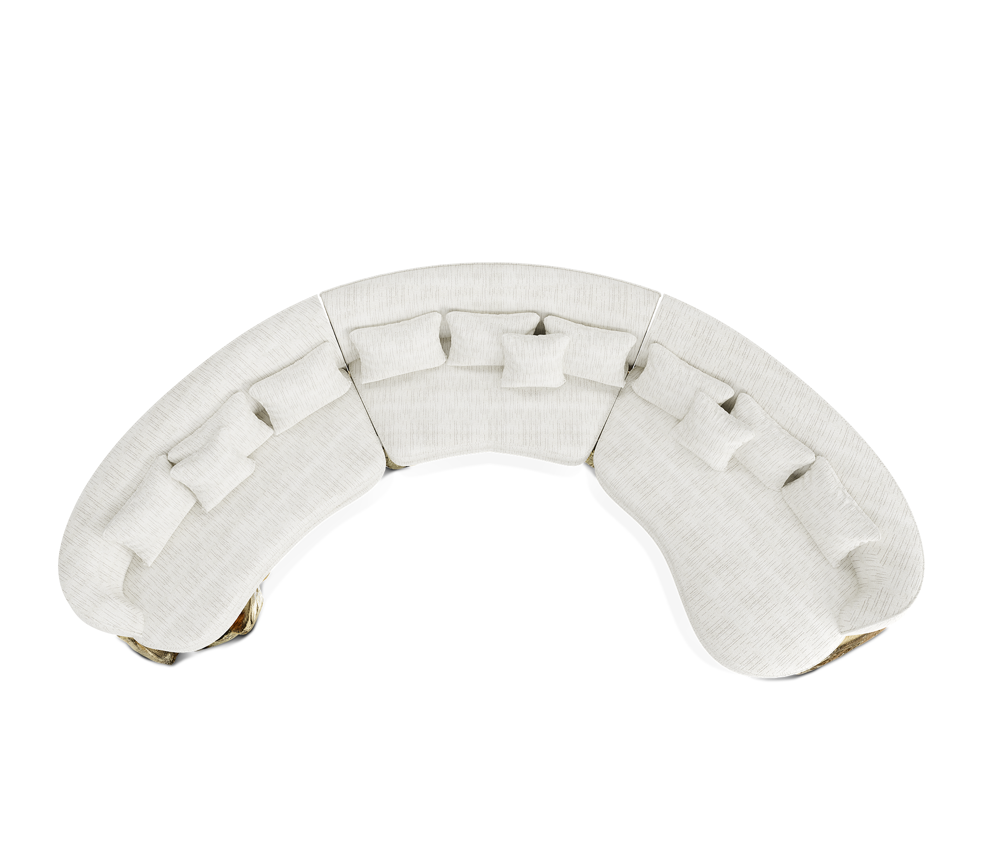 Angora White Curved Sofa