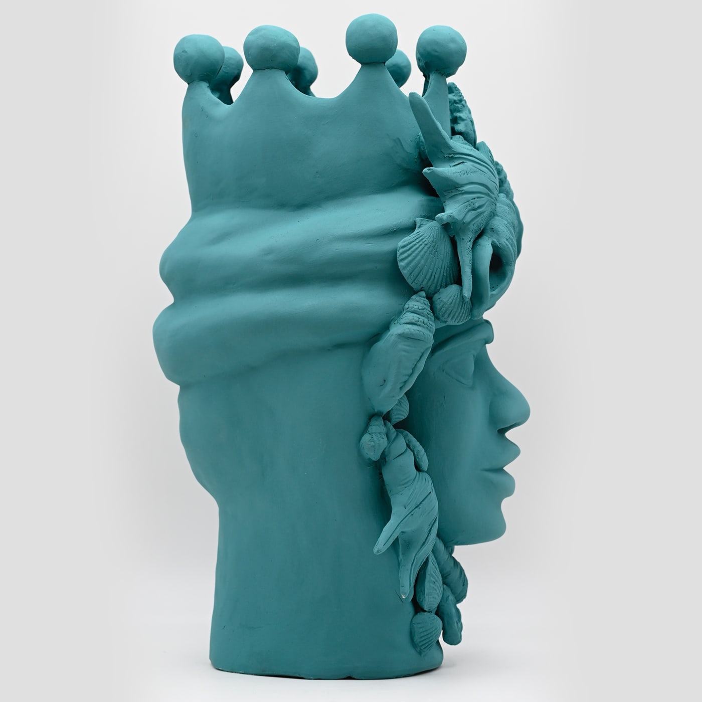 Moor's Head Teal Handmade Sculpture