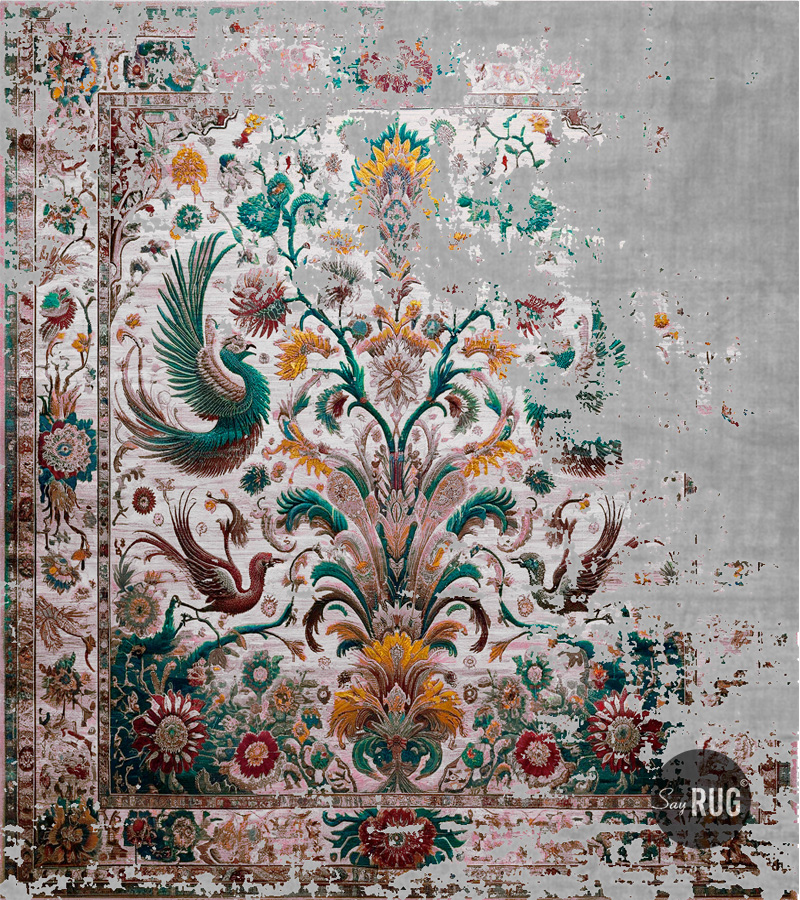 Paradise Garden Faded Green Hand-Knotted Rug