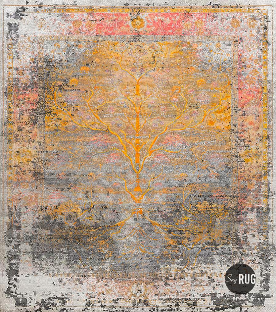 Faded Tree Hand-Knotted Rug