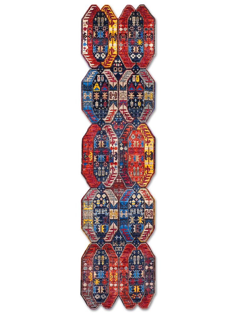 Multishape Hand-Woven Rug ☞ Size: 86 x 327 cm