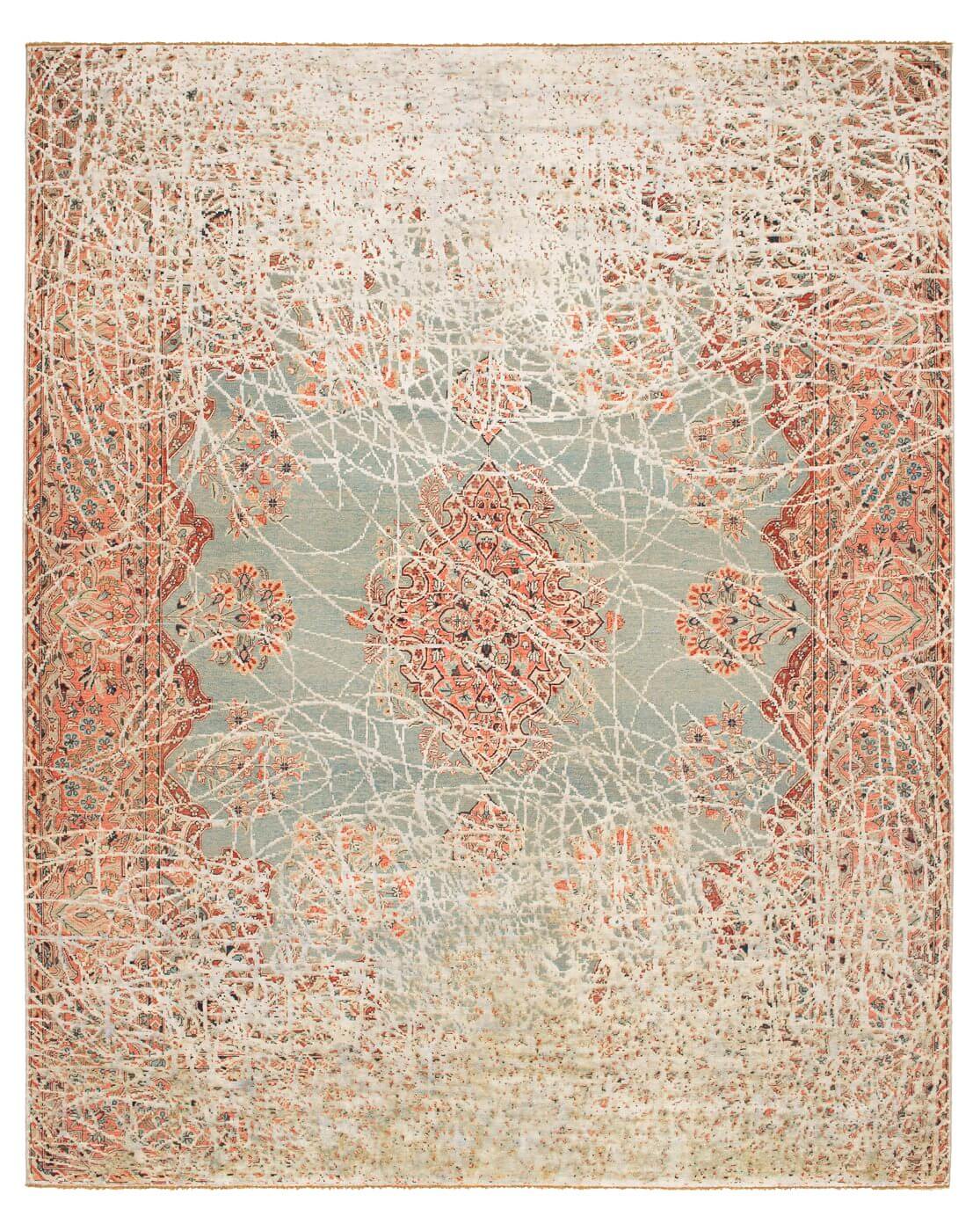 Red Hand Knotted Wool & Silk Rug | Size: 9' 10