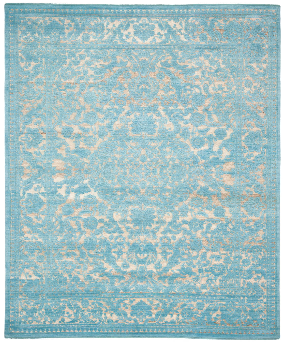 Medallion Hand-Knotted Blue Rug