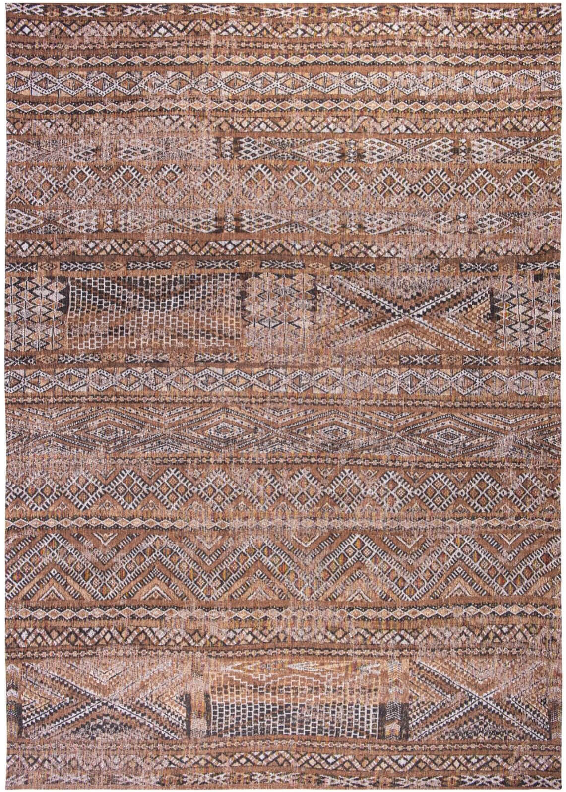 Antiquarian Flatwoven Brown Rug ☞ Size: 4' 7" x 6' 7" (140 x 200 cm)
