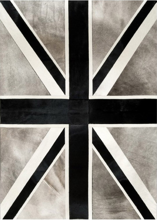 Union Jack Cowhide Grey/Black Rug