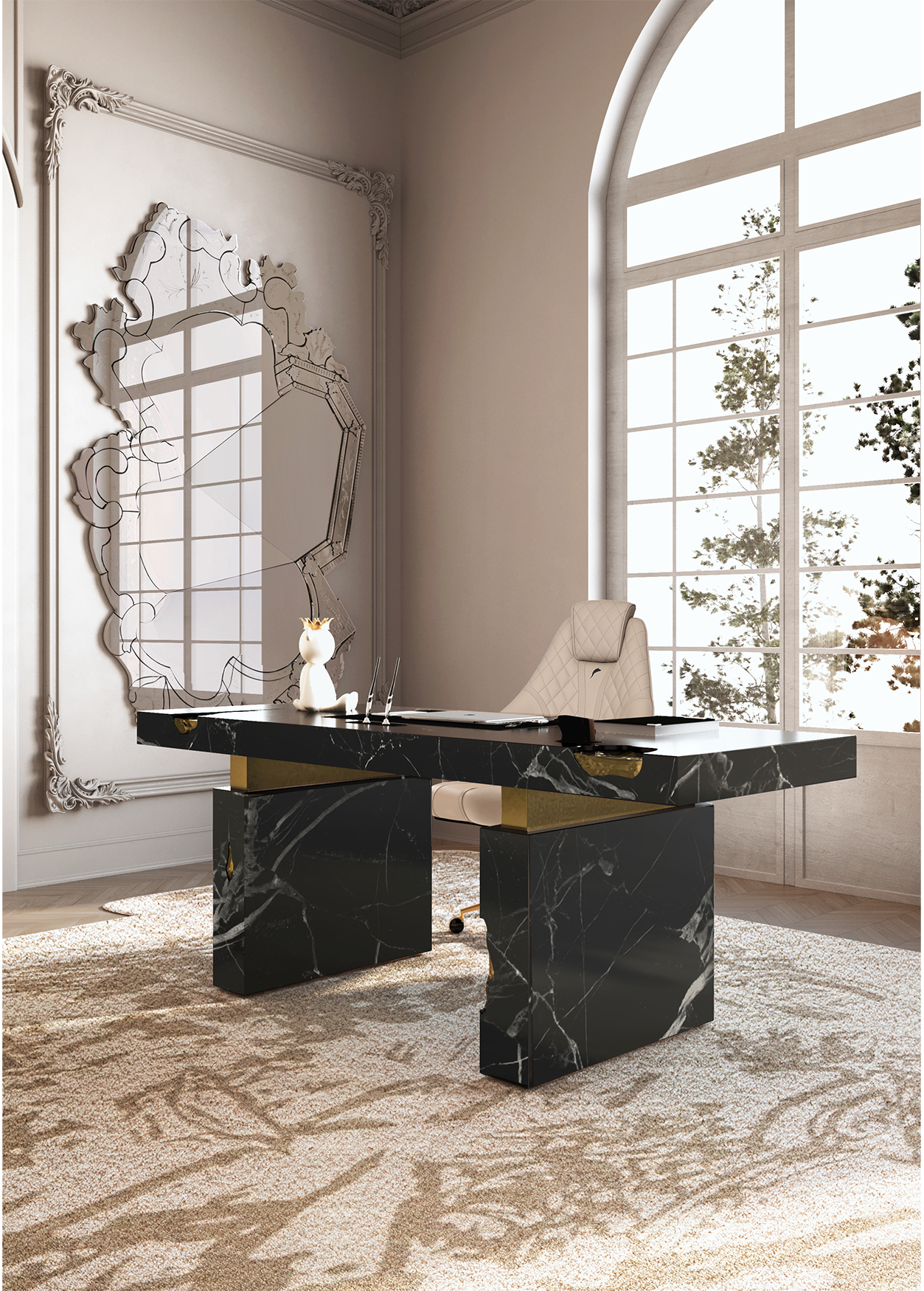 Dominion Nero Marquina Desk