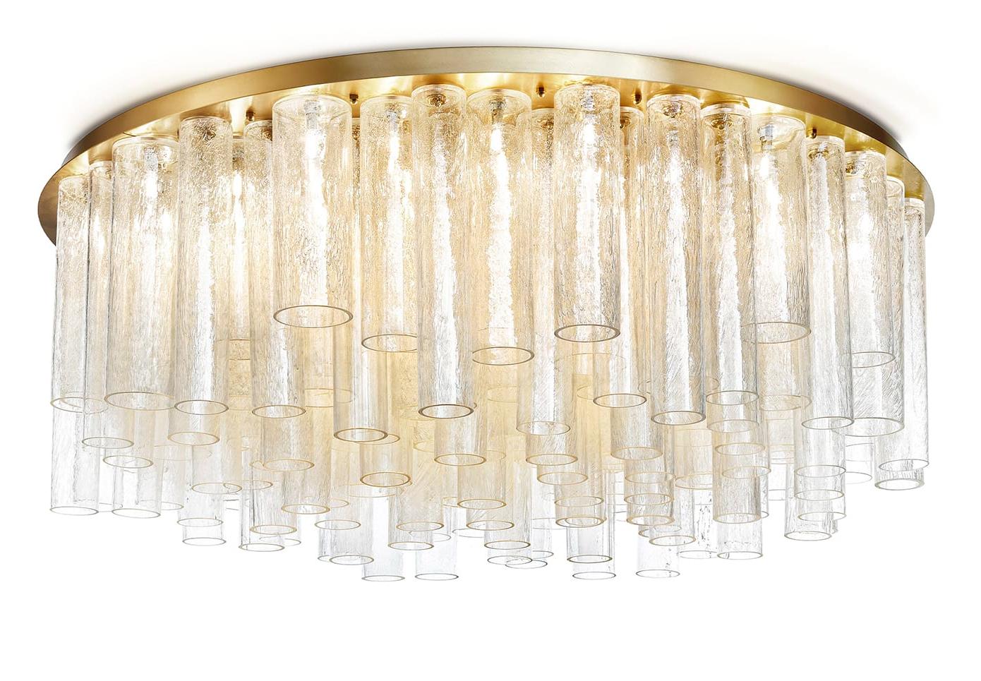Gold Murano Glass Cylinder Chandelier