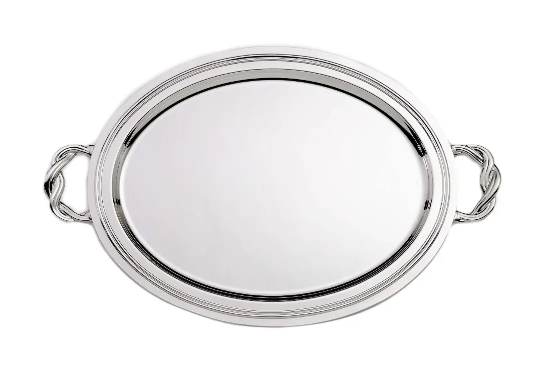 Oval Silver-Plated Tray with Handles