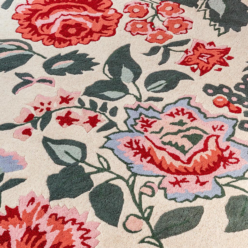Poppy Red Floral Rug